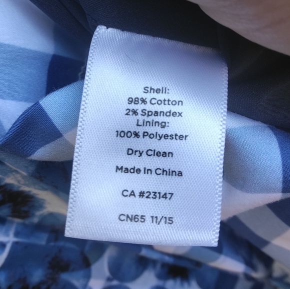 Talbots Blue & White Gingham Floral Fit N Flare Style Midi Length Dress Size 6P - Picture 10 of 10